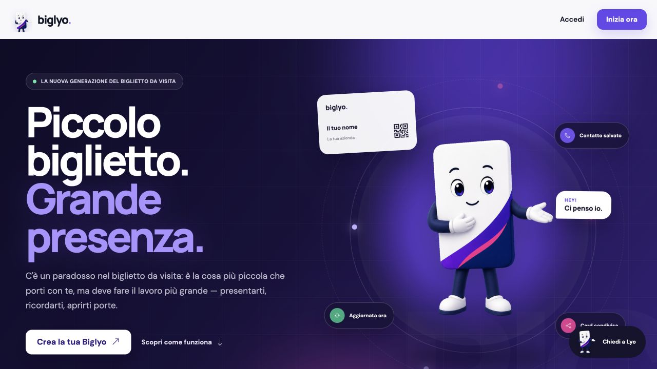 Biglyo, biglietto da visita digitale