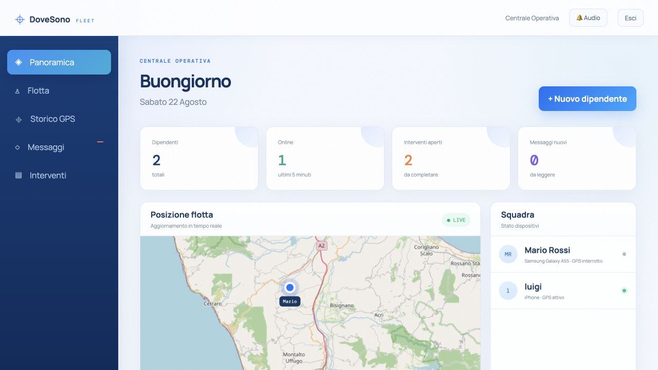 Dashboard DoveSono Fleet